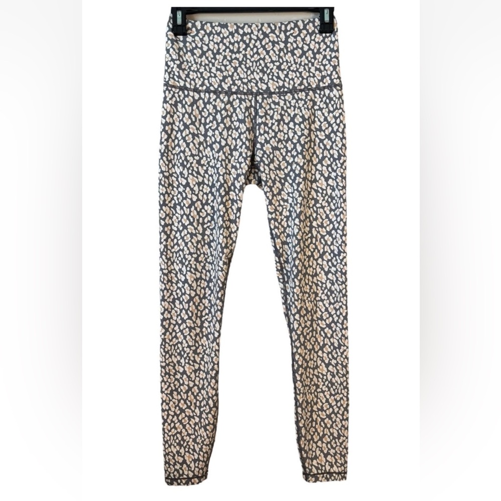 VARLEY Century Lead Cheetah High Rise Leggings Small S Gray Cream 26" Inseam